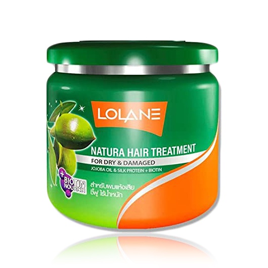 lolane natural hair treatment for dry damaged with jojoba oil silk proten biotin