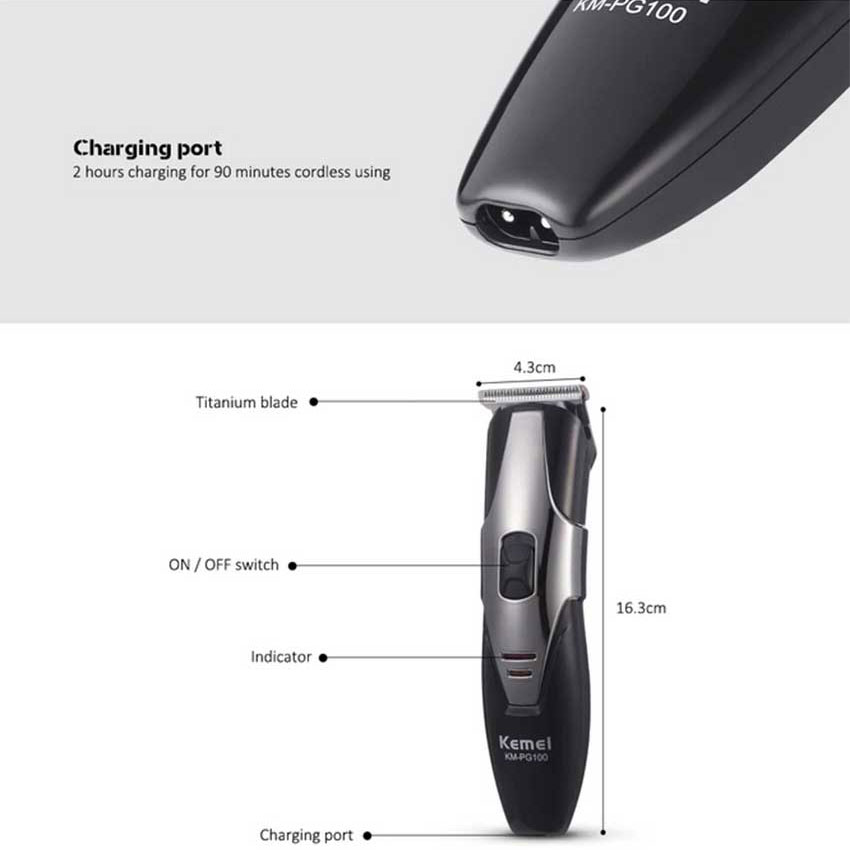 kemei km pg 100 rechargeable electric hair trimmer 01 1