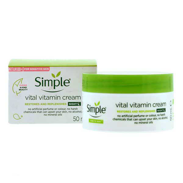 simple clean a kind beauty vital vitamin night cream