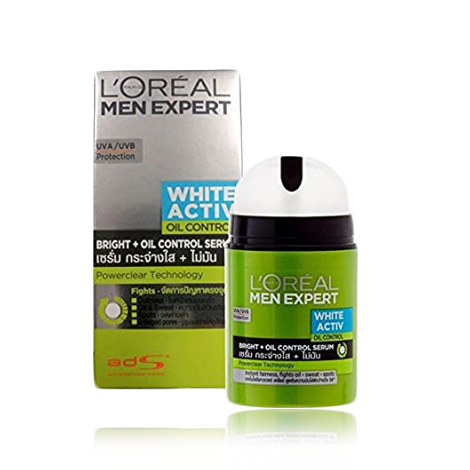 loreal paris men expert white active oil control brihgt oil control serum uva uvb protection face cream