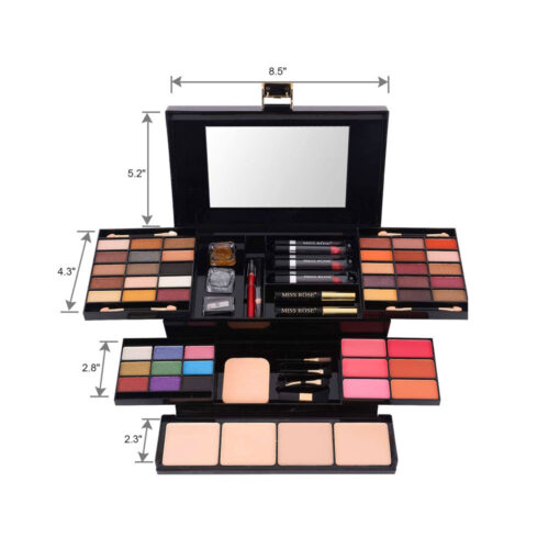 Miss Rose Professionelle Make-up-Box – Kompakt-Set Mit 94 Lidschatten, Concealern, Lipgloss & Mehr