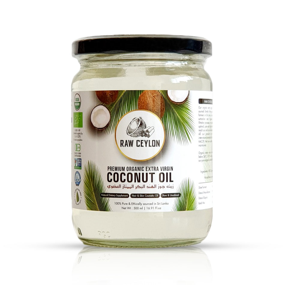 Raw Ceylon Coconut Oil With Premium Organic Extra Virgin 500ml