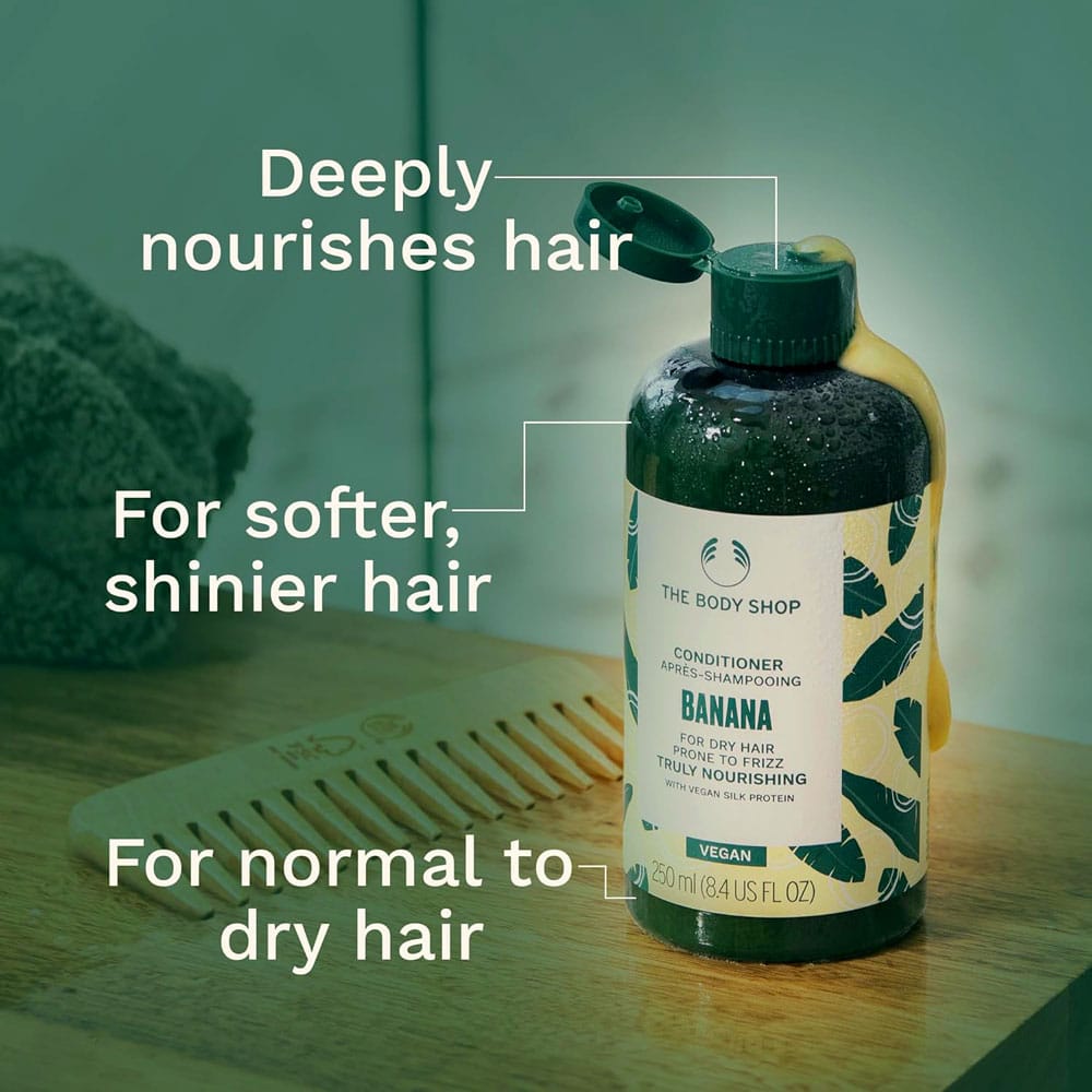 The Body Shop Banana Conditioner For Dry Hair Prone To Frizz Truly Nourishing With Vegan Silk Silk Protein 3