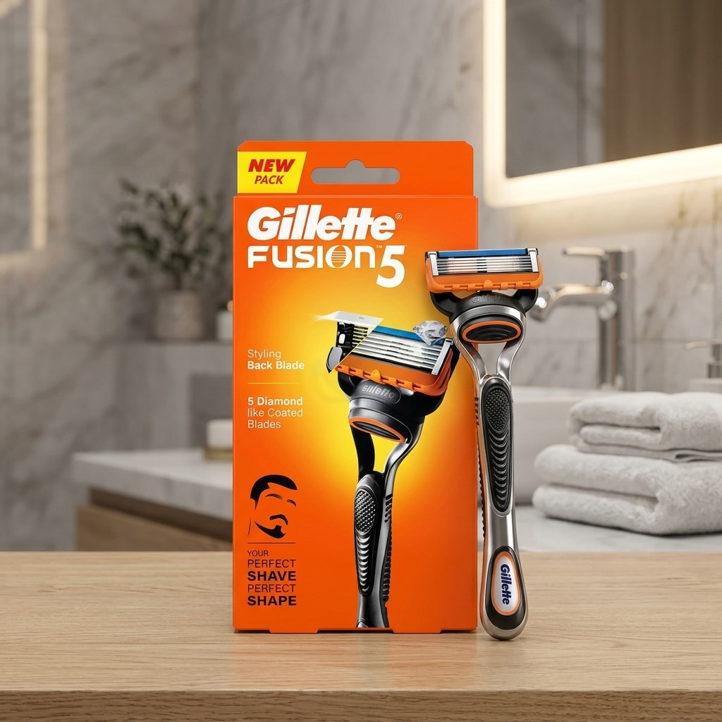 Gillette Fusion 5 Razor With Styling Black Blade & 5 Diamond Like Coated Blades 1