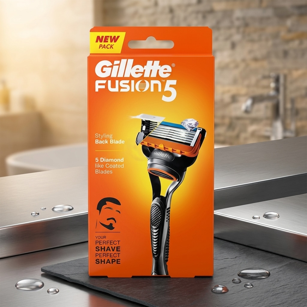 Gillette Fusion 5 Razor With Styling Black Blade & 5 Diamond Like Coated Blades 2
