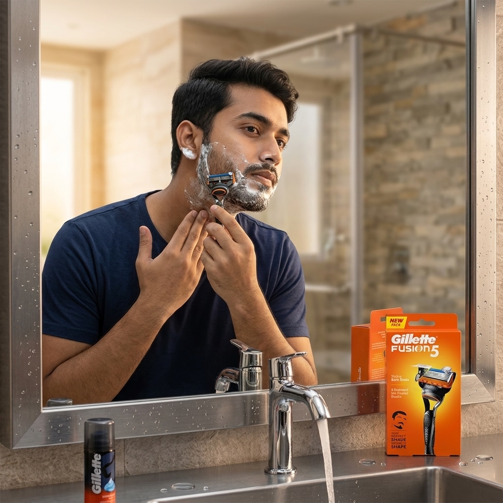 Gillette Fusion 5 Razor With Styling Black Blade & 5 Diamond Like Coated Blades 3