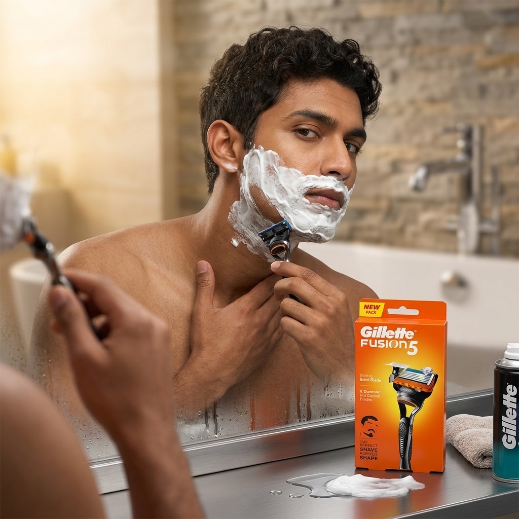 Gillette Fusion 5 Razor With Styling Black Blade & 5 Diamond Like Coated Blades 4
