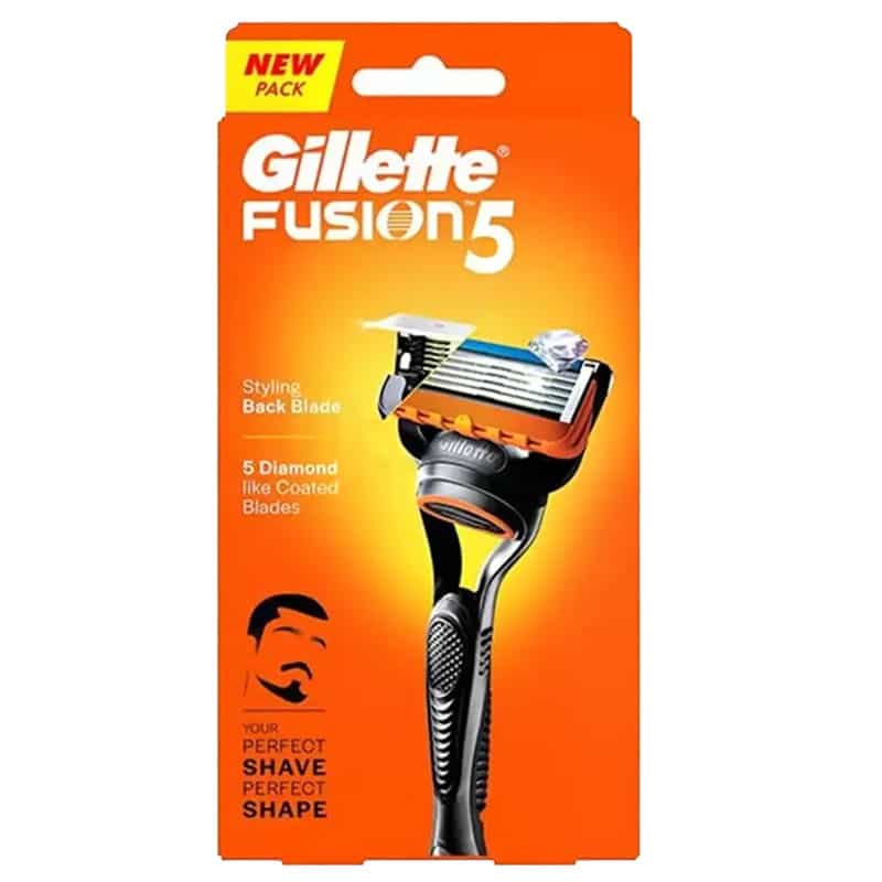 Gillette Fusion 5 Razor With Styling Black Blade & 5 Diamond Like Coated Blades